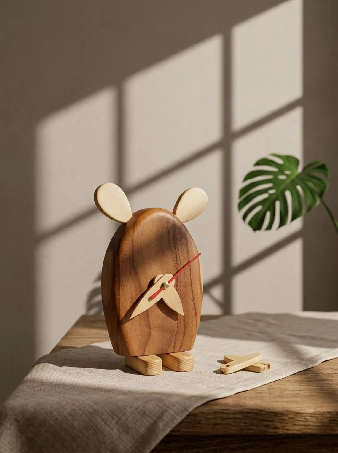 KIGUMI ARUNA - Wooden Desk Clock, Natural Finish ( Teak Wood)